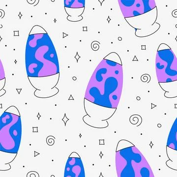 Abstract lava lamp seamless pattern art.Vector cartoon flat line illustration Stock Illustration