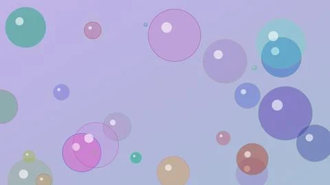 Abstract lavender background featuring colorful translucent floating bubble.. Stockillustratie