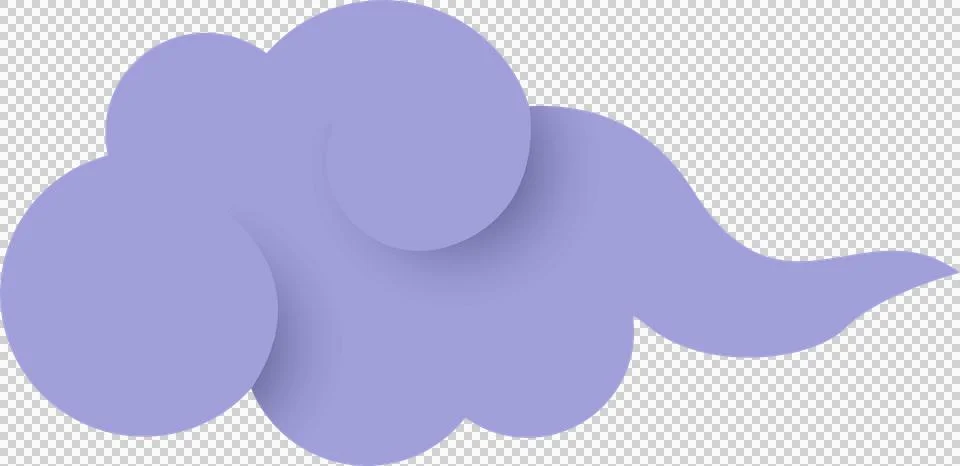 Abstract lavender cloud is floating in flat design with overlapping circles, 스톡 일러스트