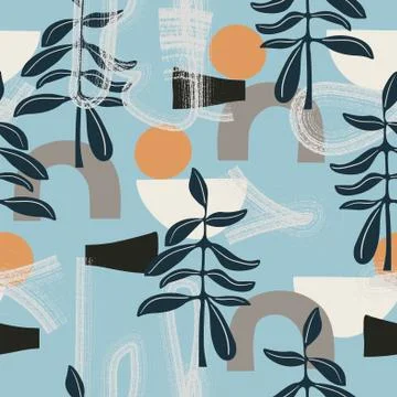 Abstract layer shapes illustration seamless repeat pattern Illustrazione stock