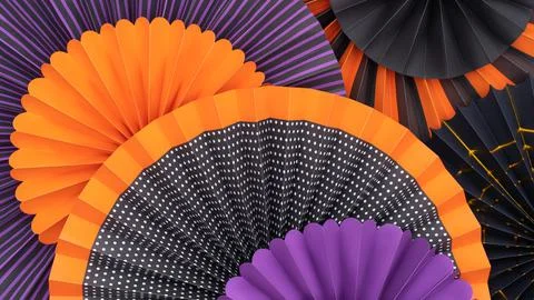 Abstract Layered background of multi-colored paper fans. Stock Photos