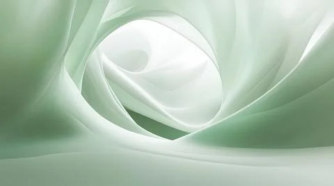 Abstract layered cave-like structure with smooth, organic curves in soft green Stock Photos
