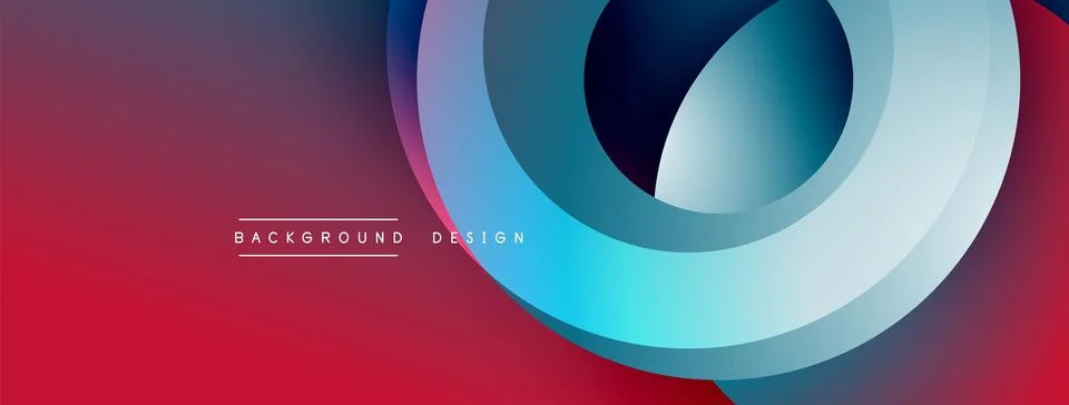 Abstract layered circles create dynamic visual flow. Gradient colors transition 스톡 일러스트