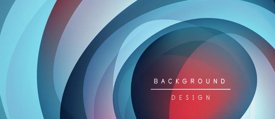 Abstract layered circles create dynamic visual effect. Colors blend, forming Stock-Illustration