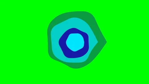 Abstract layered concentric shapes with vibrant blue and green color tones Stock Footage 341820889