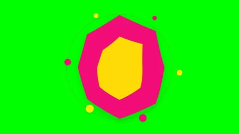 Abstract layered geometric shape with floating dots on a green background Stock Footage 341824384