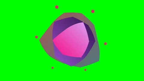 Abstract layered geometric shape with vibrant pink center on green background Video stock 341839515