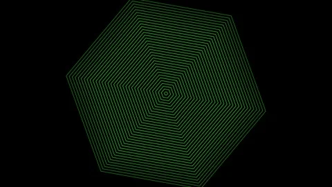 Abstract layered green hexagonal graphic on a black background. 動画素材 323535582