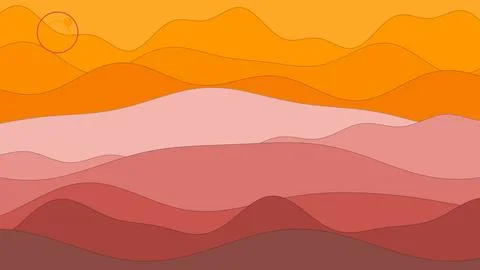 Abstract layered landscape background with warm orange waves and muted red Stock Illustration