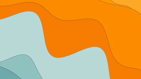 Abstract layered landscape composition with bold orange shapes and soft blue Stock Illustration