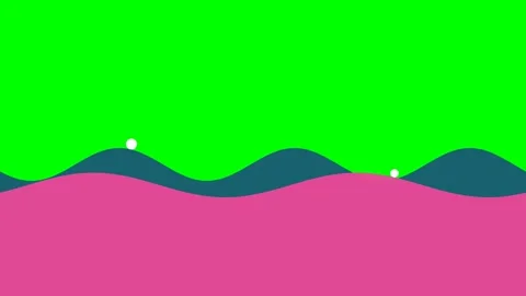 Abstract layered landscape with a vibrant green sky and rolling pink hills Stock Footage 340266310