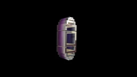Abstract layered metallic rectangular frame rotating on black 4K Stock-Footage 339384746