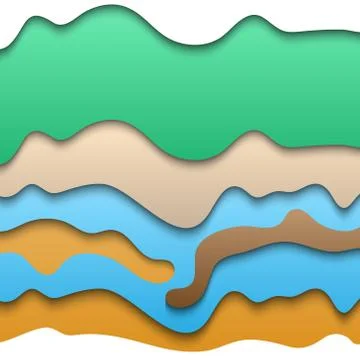 Abstract layered paper cutting with many colours.. Illustrazione stock