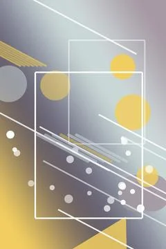 Abstract layered rectangles with glowing dots and geometric lines create a .. Illustrazione stock