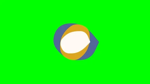 Abstract layered shapes in blue and orange against a vibrant green background Stock Footage 340267689