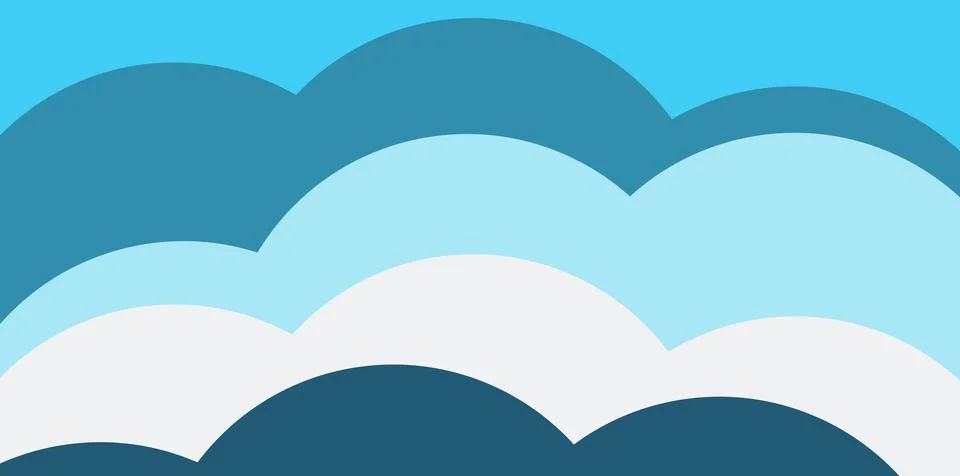 Abstract layered sky with soft blue and white cloud shapes creating Stock Illustration