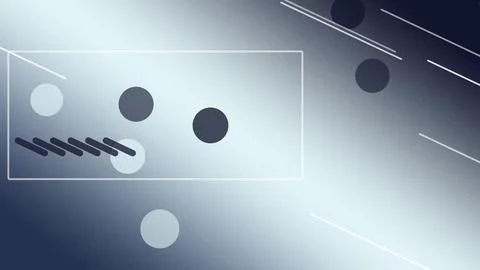 Abstract layered UI frames with glowing dots and diagonal lines float on a .. Stock-Illustration