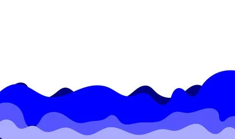 Abstract layered wave shapes in various shades of blue and purple, Blue and.. Stock Illustration