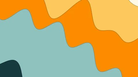 Abstract layered waves combine orange teal and cream tones creating a dynamic Stock Illustration
