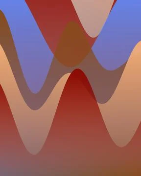Abstract Layered Wavy Shapes Background in Earthy Terracotta Brown and Blue.. Stock Illustration