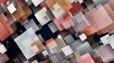 Abstract layering of rectangles Quadrangular shapes in 3d render of random... Foto stock