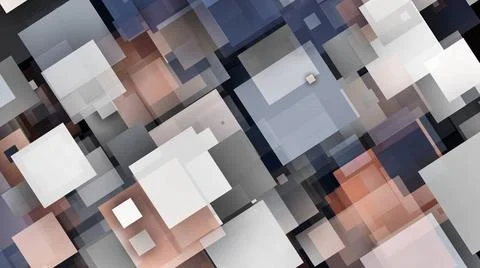 Abstract layering of rectangles Quadrangular shapes in 3d render of random... Foto stock