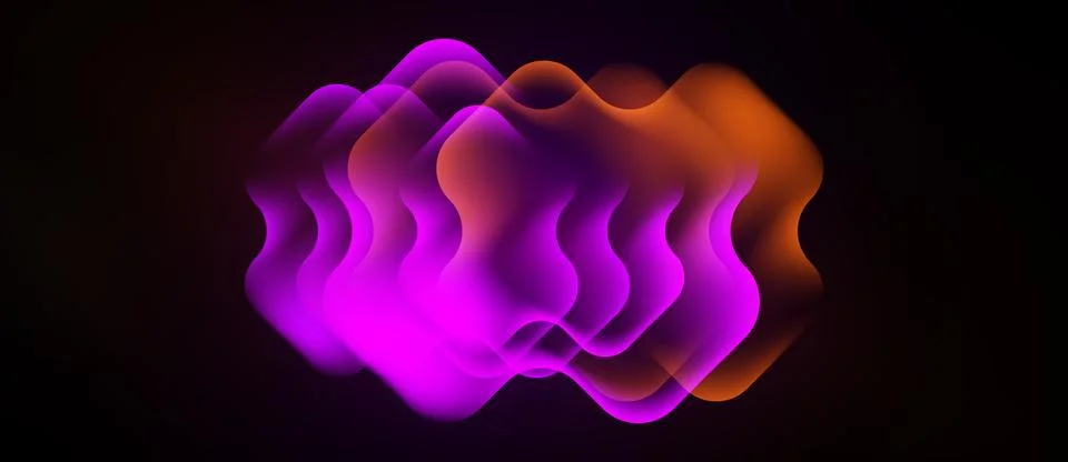 Abstract layers blend, creating vibrant waves. Colors shift from orange to Stock Illustration