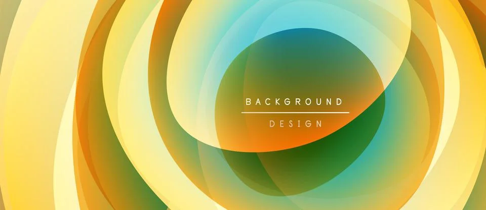 Abstract layers create circular pattern. Warm colors blend with cool tones. Illustrazione stock