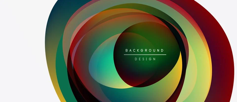 Abstract layers create dynamic circular pattern. Vibrant colors blend, forming Stock Illustration