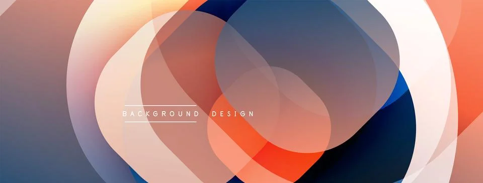 Abstract layers create dynamic composition. Overlapping circles blend orange, 스톡 일러스트
