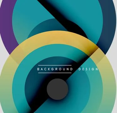 Abstract layers create dynamic visual effect. Overlapping circles, vibrant Ilustración de archivo