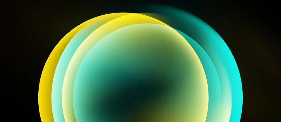 Abstract layers create luminous arch. Yellow, green, turquoise blend, forming 스톡 일러스트