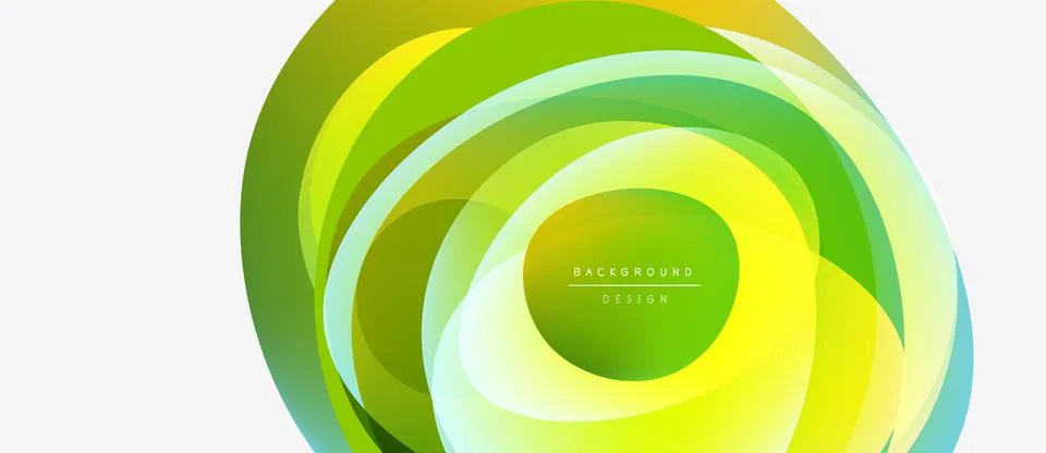 Abstract layers create vibrant circular design. Green, yellow hues blend, Stock-Illustration