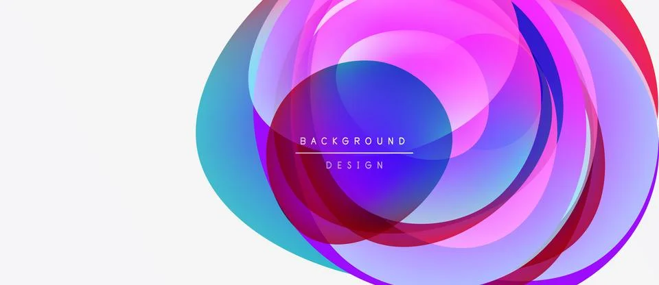 Abstract layers create vibrant circular design. Colors blend, forming dynamic Stock-Illustration