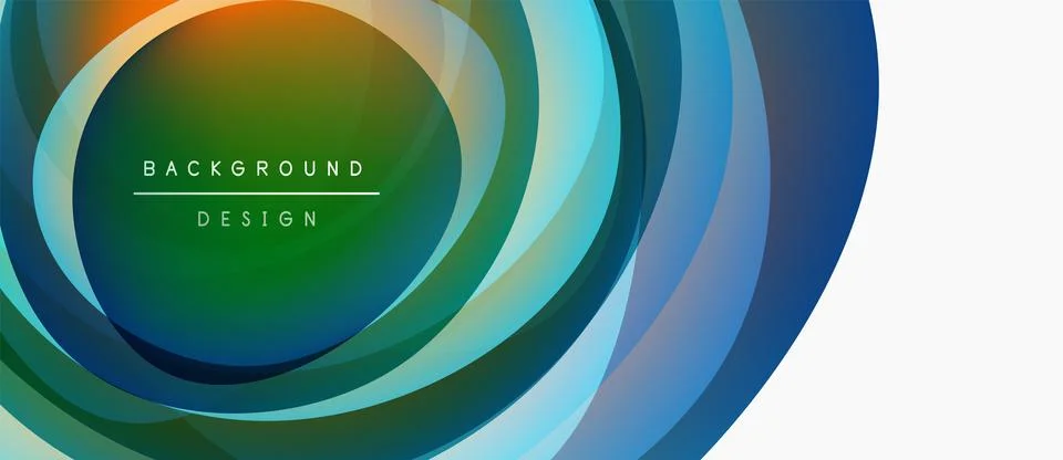 Abstract layers create vibrant circular design. Colors blend, forming dynamic Stock-Illustration