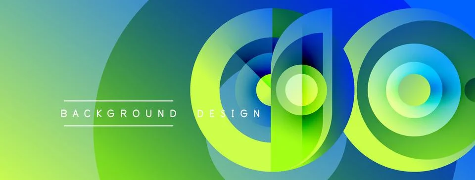 Abstract layers create vibrant gradient. Circles overlap, forming dynamic v.. イラスト素材