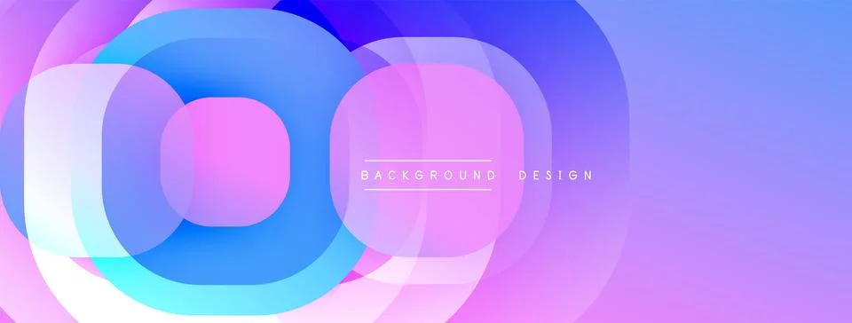 Abstract layers create vibrant purple, blue gradient. Overlapping circles form Ilustración de archivo