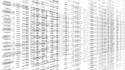 Abstract Layers of Data Scroll on Glitching White Computer Screen Stock Footage 218463563