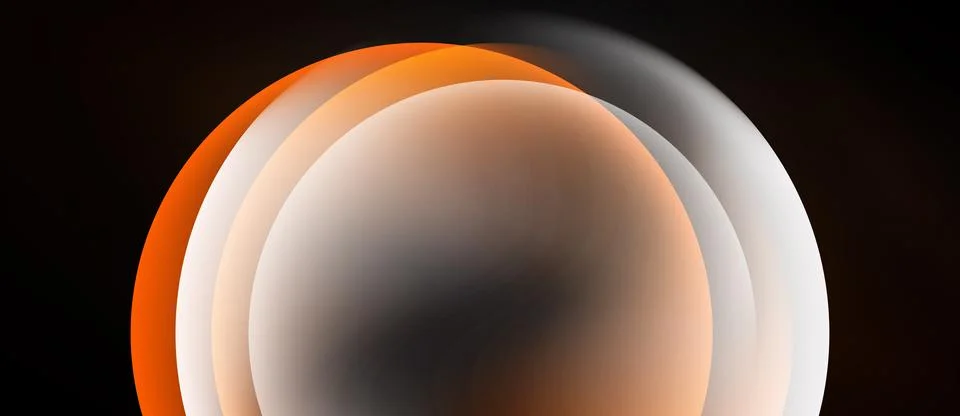 Abstract layers form semicircle. Orange, beige, white hues blend. Dark Stock Illustration