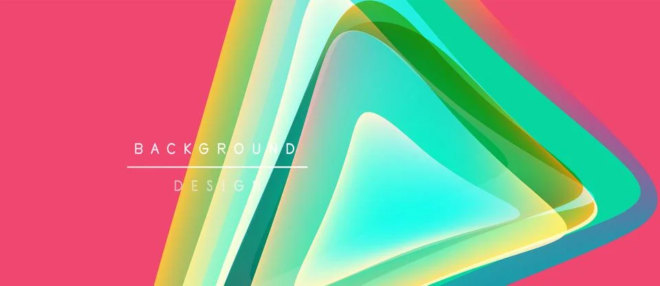 Abstract layers form triangle shape. Vibrant colors blend, creating modern Ilustração Stock