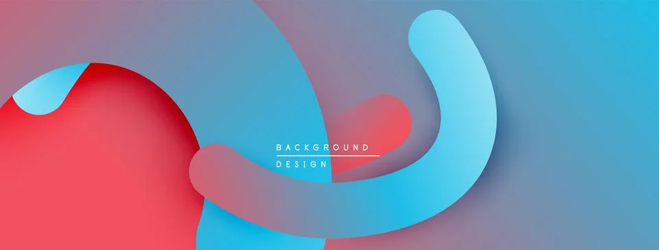 Abstract layers overlap, creating dynamic visual flow. Red, blue hues blend with Illustrazione stock