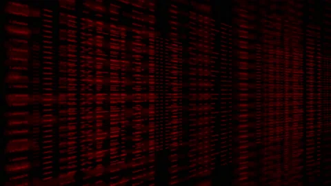 Abstract Layers of Red Data Scroll on Glitching Computer Screen Stock Footage 211881024