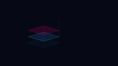 Abstract layers representing data structures on a dark background canvas Stock Footage 338311227