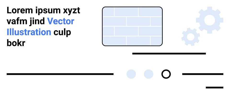 Abstract Layout with Gears, Text Elements, and Brick Pattern for Landing Pa.. Stock Illustration