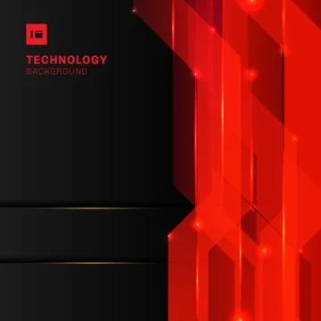 Abstract layout modern technology design template red geometric overlapping w Stock Illustration