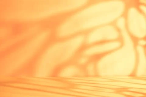 Abstract leaf and branch shadows on warm orange tabletop for autumn Hallowe.. Stock Photos