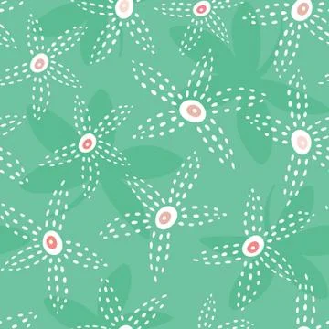Abstract leaf and flower pattern design . Vector nature tossed seamless repeat. Stock Illustration
