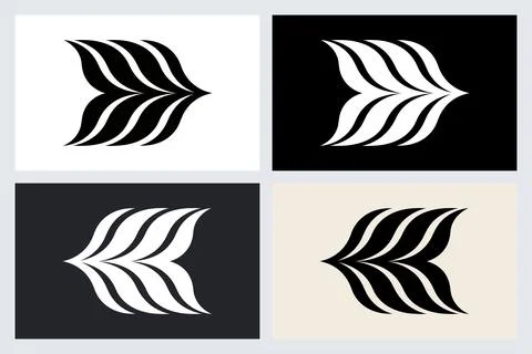 Abstract Leaf Arrow Vector Logo Set イラスト素材
