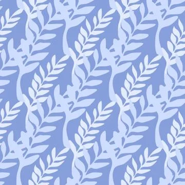 Abstract leaf branch backdrop. Blue branches seamless pattern. Illustrazione stock