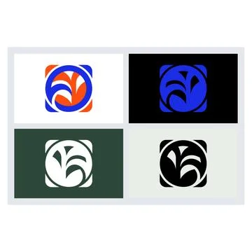 Abstract Leaf Circle Logo Design Set 스톡 일러스트